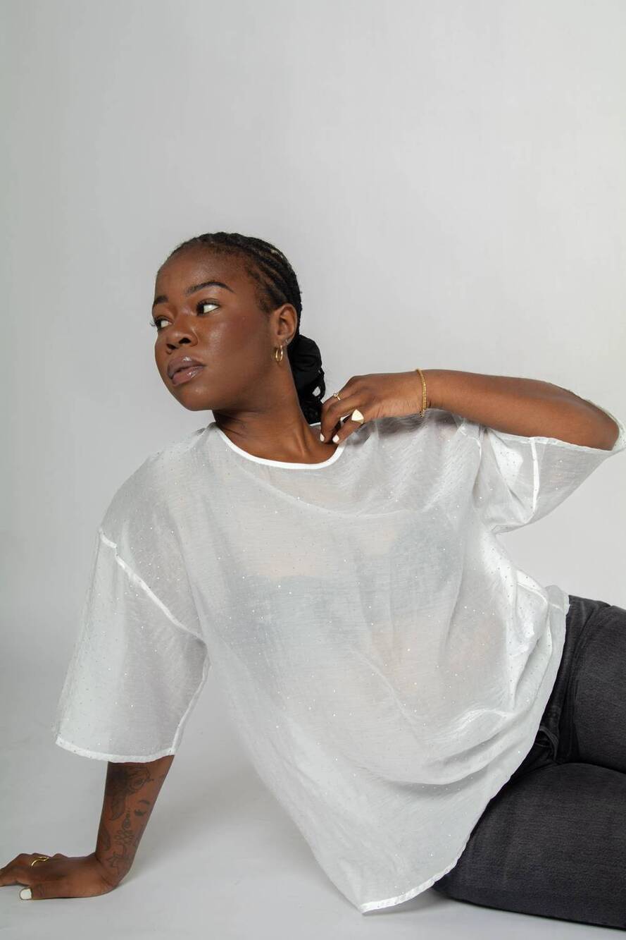NEW RITA ROW cor crew neck top in white - Picture 5 of 10